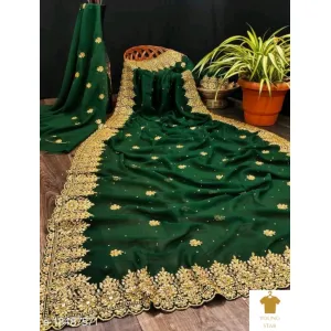 Beautiful zari work georgette saree