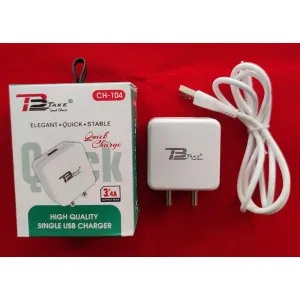 TB Take 3.4A Fast Charger With V8 Data cable