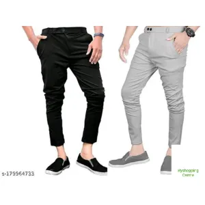 Trendy Mens Solid Trouser Pants