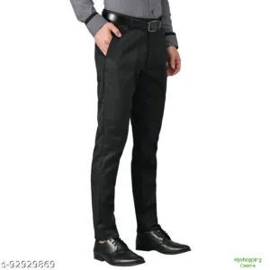 ELANHOOD Black & Cream & Grey Formal Trouser For Men