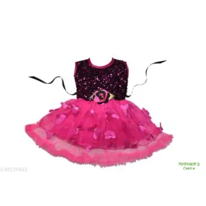 Girls Multicolor Net Frocks & Dresses