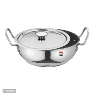 Useful Non-Stick Stainless Steel Kadhai With Lid 1.5 Liters , Silver, 11 No.