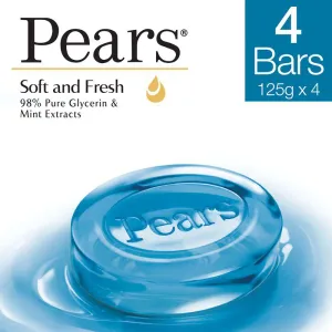 Pears Soft & Fresh Soap with Mint Extracts 125 g (Buy 3 Get 1 Free)