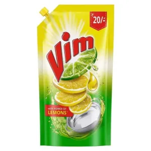 Vim Dishwash Liquid Gel Lemon, 140 ml Pouch