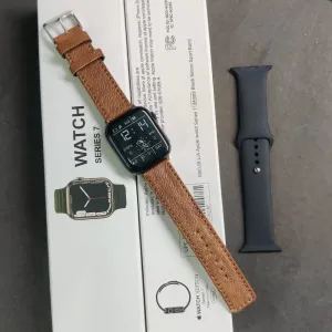*NEW. APPLE. SERIES 7 WATCH. WITH MOST  UNIQUE  LEATHER STRAP*