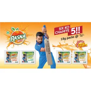 RASNA Instant Powder Drink  MRP ₹5 Orange Sheet 12pcs