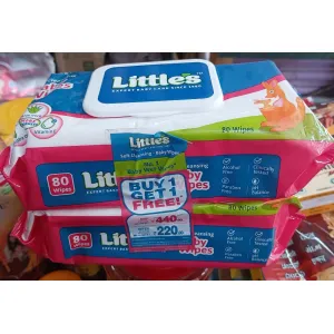 Littles Soft Baby Wipes with LID 80pcs Pack Buy 1 get 1 FREE 