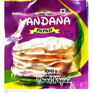 Vandana  Masala Jeera & Pepper  Papad MRP ₹25  Pack