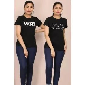 Trendy cotton printed T-shirt combo of 2