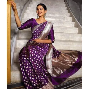 Elegant Art silk purple saree 