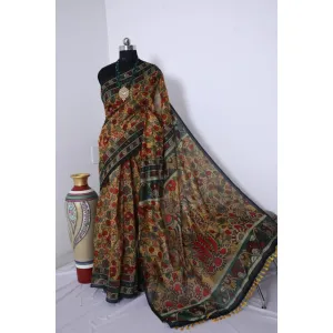 Linen digital print saree 