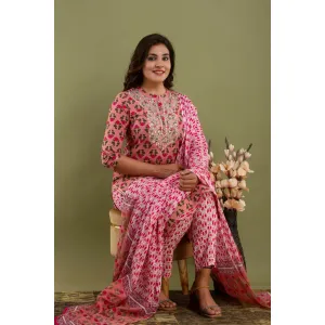 Heavy Embroidery worked kurti with pant and dupatta