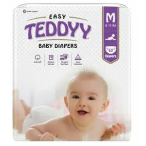 TEDDYY Easy Baby Diapers Medium (5-7 Months) - 63 Counts [ TAPE TYPE NOT PANT YPE]