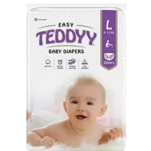 TEDDYY Easy Baby Diapers Large (10-12 Months) - 60 Count