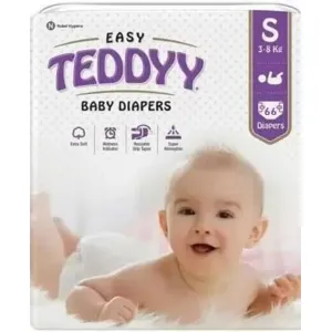Teddyy Easy Baby Diapers (1-2 Months/Small) - 66 Counts [ TAPE TYPE NOT PANT TYPE]