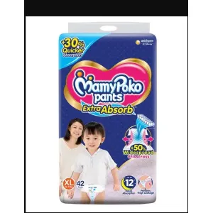 MamyPoko Pants Extra Absorb XL42,Unisex Baby, Pack of 42 (12-17Kg)