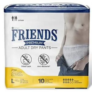 Friends Premium Adult Diapers Pant Style - 10 Count - L