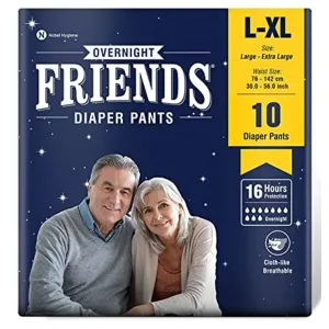 Friends Overnight Adult Diapers Pants Style - 10 Count (L-XL)