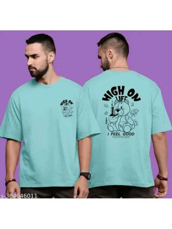 Kajaru Trendy Men Round Neck Printed Oversize Cotton Blend Tshirt