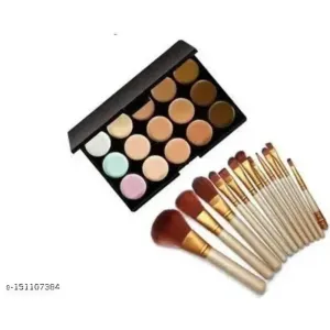 15 Colors Contour Face Cream Makeup Concealer Palette Make up Brush (2 Items in the set)

