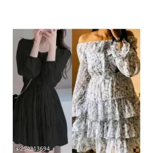 Stylish Georgette dress(Pack Of 2)