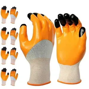 ORANGE SILICON Hand Gloves for Garden Agriculture Industrial Farming work Men  Women - Pac