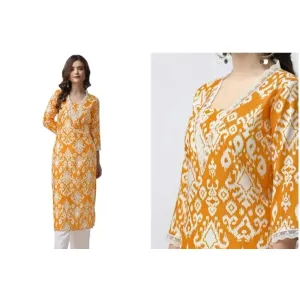 Fancy Rayon Slub Printed Lace Pattern Kurta Palazzo Set