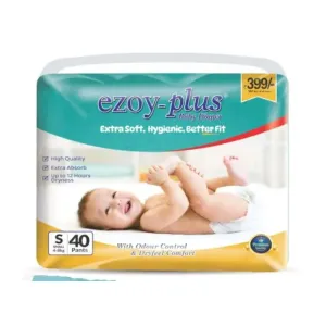 Ezoyplus Extra Soft Baby Diaper Pants S Size (3-8 kg) - 40 Pcs | 10 Hours Absorption