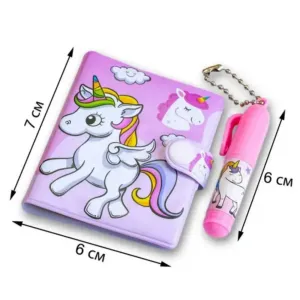 Unicorn Small Pocket Diary with Pen - Cute Cartoon Stationery Set (Pack of 2)