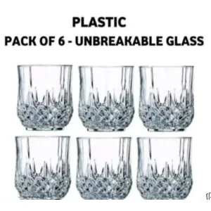 CRISTAL Unbreakable Stylish Crystal Look Juice and Liquor Glass - Pack of 6 (200ml)