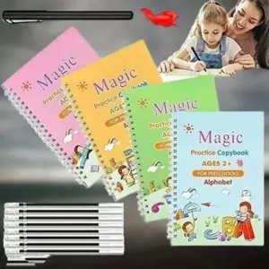 Sank Magic Practice Copybook, 4 Pcs Magic Calligraphy That Can Be Reused Handwriting Copyb