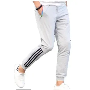 Grey Polyester Blend Joggers For Men