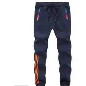 Navy Blue Polyester Blend Joggers For Men