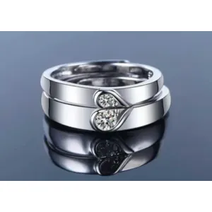 Valentine's Exclusive Silver Adjustable Love Ring Set