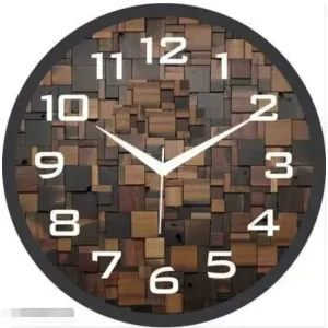 Elegant Analog Wall Clock (Black, White, Gold, with Glass)