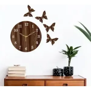 Butterfly New Wooden Wall Clock