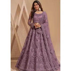 Women's Embroidered Net Lehenga Choli – Semi-Stitched Designer Wear

