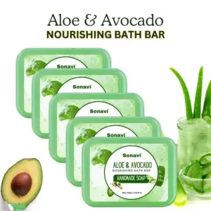 Aloe & Avocado Handmade Bathing Soap | Tan Removal, Oily Skin Treatment, & Deep Cleansing 