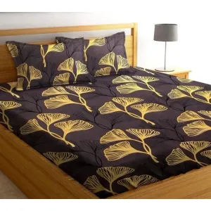 Comfortable Soft Cotton Queen Size Fitted Elastic Strips Bedsheet with Two Pillow Covers