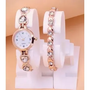 Elegant Women's Analog Watch with Matching Bracelet (Pack of 2)