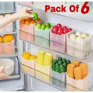 KITCHFLYENT – Set of 6 Multipurpose Fridge Storage Boxes | Space-Saving Refrigerator Side 