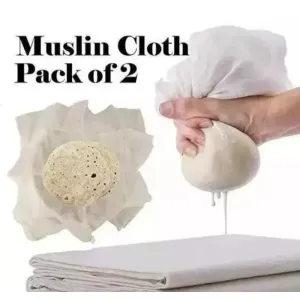 Muslin Cheese Cloth & Soft Roti Cover – 100% Unbleached Cotton (Pack of 2, XXL Size)