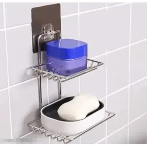 SHREENATHJI Wall-Mounted Double-Layer Soap Dish Holder – Stainless Steel Storage Rack with
