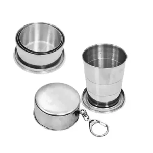 Perfect Pricee Portable Folding Stainless Steel Travel Camping Mug (Silver) – Pack of 1