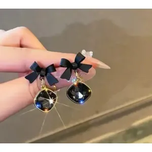 Black Korean Drop Earrings for Women & Girls