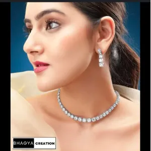Bhagya's silver plated elegant necklace