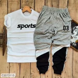 * Cotton Solid with Print Half Sleeves Regular Fit Mens Track Suits

*