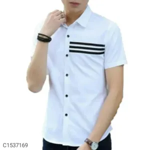  Cotton Solid Half Sleeves Casual Shirt

