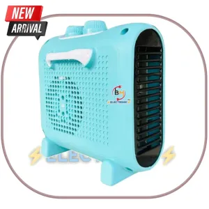 BME Radio Tower Fan Portable Room Heater 1000/2000Watt Pure Copper Winding Motor. Sky Blue