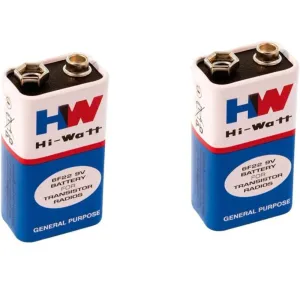 BME HW Hi-Watt 6F22 9V Battery (Pack of 2)

